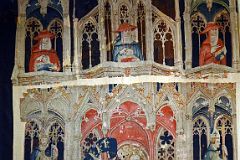 New York Cloisters 63 018 Nine Heroes Tapestries - Three Attendants and King Arthur and Two Attendants - Netherlands 1400